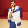 Israeli athlete Artem Dolgopyat in Belgium after winning the the 2023 World Artistic Gymnastics Championships on Oct. 7, 2023. Photo by Guy Bitman.