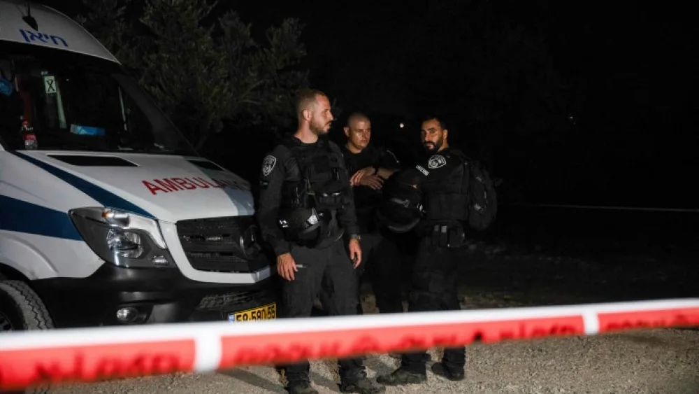 Police at the scene where four men were shot dead in the Arab Town of Abu Snan in northern Israel, Aug. 22, 2023. Photo by Shir Torem/Flash90.