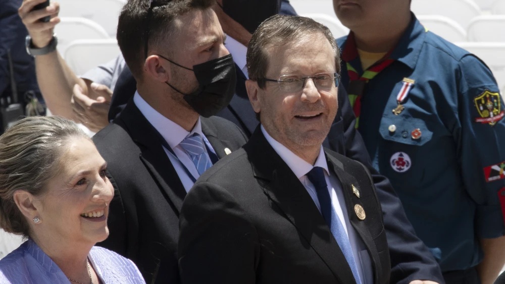 President of the State of Israel Isaac Herzog and his wife Michal Herzog arrive for President elect of Costa Rica Laura Fernandez swear-in ceremony at Estadio Nacional on May 8, 2026 in San Jose, Costa Rica. Photo by Arnoldo Robert/Getty Images.