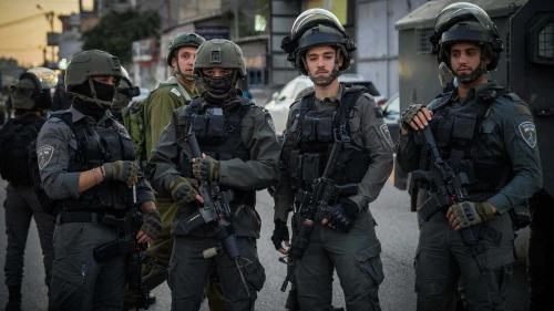 Israeli security forces guard the scene where three Israelis were murdered in the village of al-Funduq in Samaria, Jan. 6, 2025. Photo by Erik Marmor/Flash90.