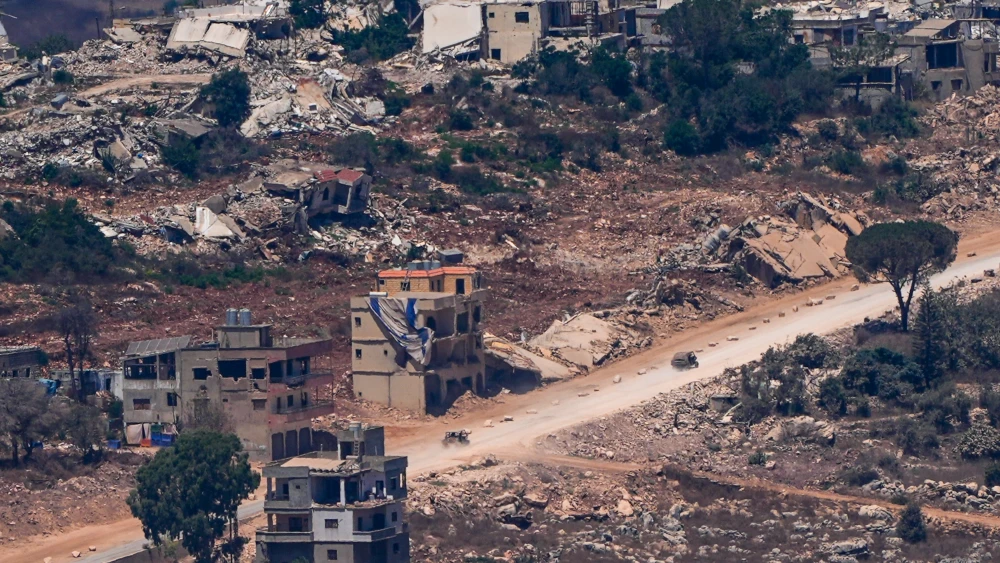 Israeli soldiers are seen inside southern Lebanon as seen from the Israeli side of the border, August 6, 2026.