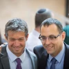 Knesset members Yoaz Hendel (left) and Zvi Hauser ahead of the opening session of the new government on April 29, 2019. Photo by Noam Revkin Fenton/Flash90.