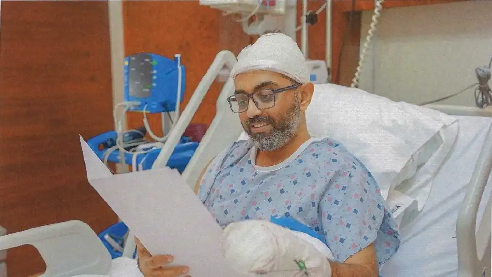 Flydubai Capt. Smit Machchhar recovers from wounds sustained while stymieing a terrorist attack en route from Dubai to Tel Aviv on Sept. 30, 2026.