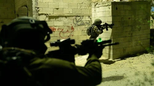 Israeli soldiers during the raid in Al-Yamun, near Jenin, to arrest Maher Aseid, May 24, 2023. Credit: IDF.