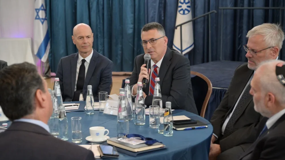 Israeli Foreign Minister Gideon Sa’ar speaks during a meeting with participants in the third J50 Forum in Jerusalem, Sept. 1, 2026. Credit: Israel Foreign Ministry.
