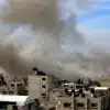 Smoke rises after Israeli air strikes as seen from Khan Younis, in the southern Gaza Strip, Nov. 11, 2023. Photo by Abed Rahim Khatib/Flash90.