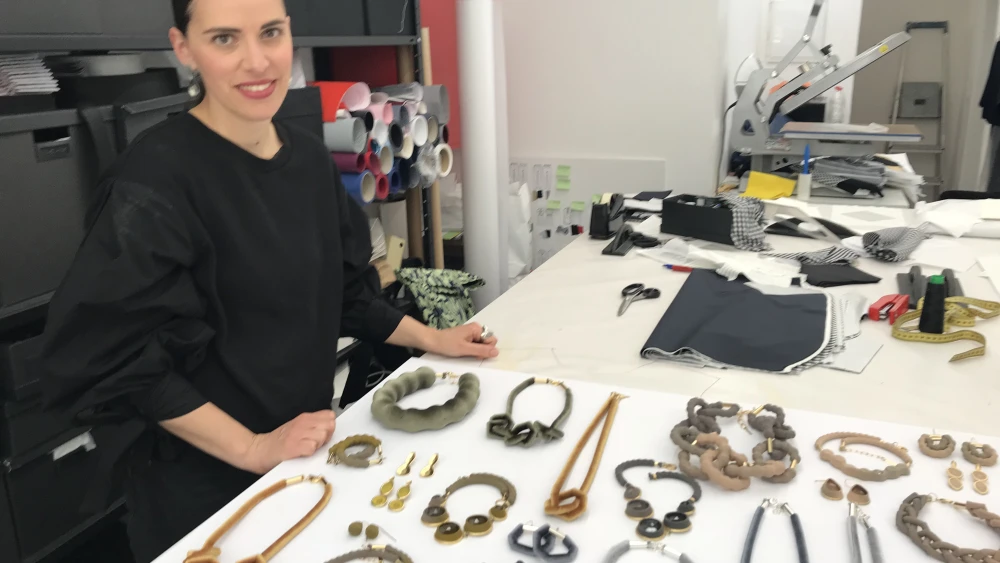 Moran Porat displays her jewelry. Credit: Eliana Rudee.