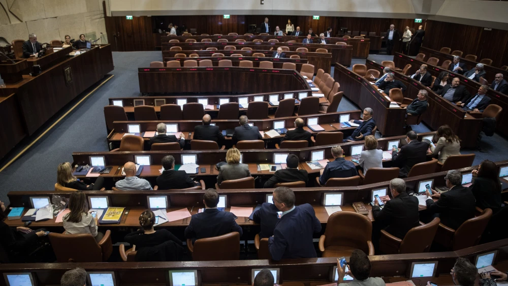 A general view of the assembly hall in the Knesset on Jan. 28, 2020. Photo by Hadas Parush/Flash90.