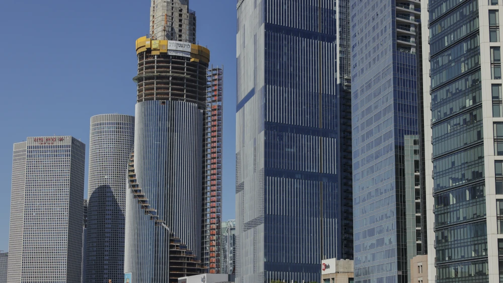 A view shows high-rise buildings and a tower under construction in Tel Aviv, Israel, on June 6, 2026. Photo by Simon Beni / Middle East Images / AFP via Getty Images.