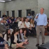 Rabbi Leo Dee speaks at the Shirat Lucy Events Hall in Efrat to commemorate the lives of his wife, Lucy, and daughters Miai and Rina, who were killed in a terrorist attack on April 7, 2023. Credit: Courtesy.