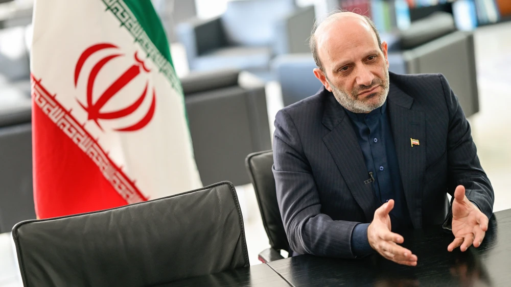 Majid Nili Ahmadabadi, Iran's Ambassador to Germany, gives an interview to AFP at the Iranian embassy in Berlin, March 19, 2026. Photo by John MacDougall/AFP via Getty Images.