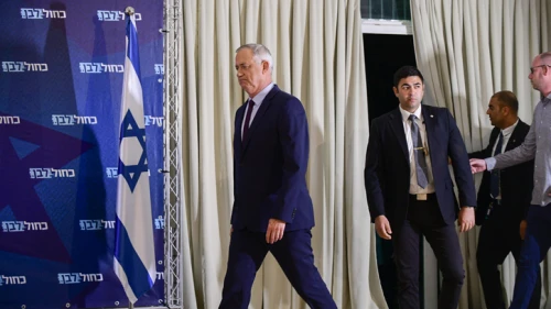Blue and White Party Benny Gantz holds a press conference at the Kfar Maccabiah Hotel in Ramat Gan on March 7, 2020. Photo by Tomer Neuberg/Flash90.