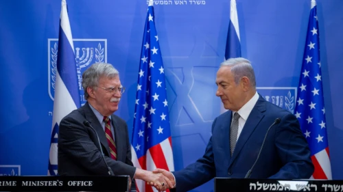 Israeli Prime Minister Benjamin Netanyahu holds a joint press conference with U.S. National Security Advisor John Bolton on Aug. 20, 2018. Photo by Ohad Zweigenberg/POOL.