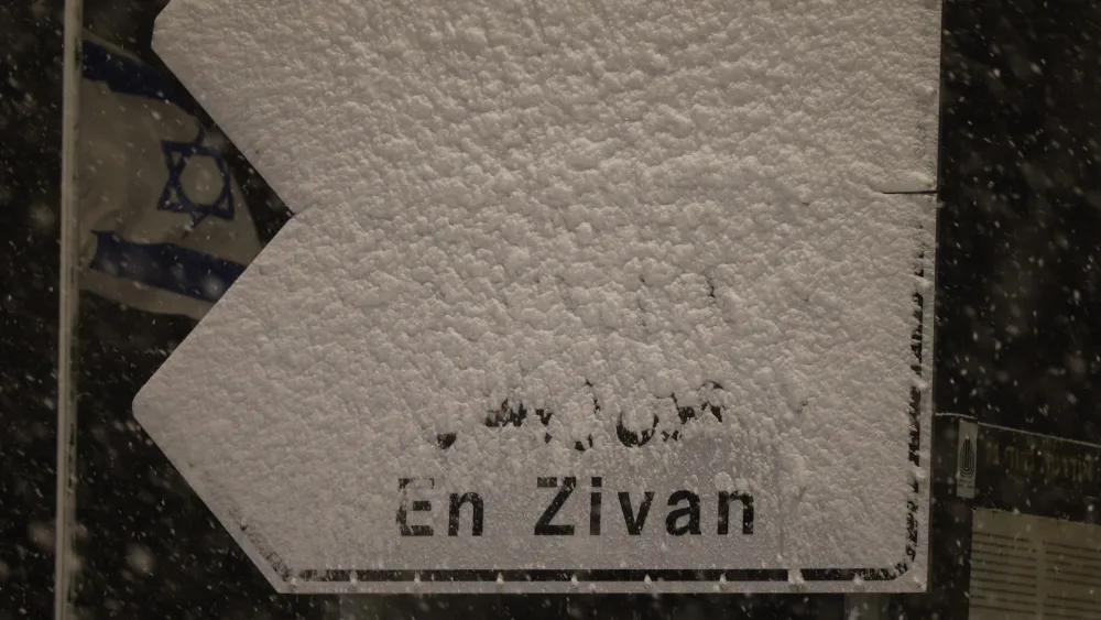 Snow in the Golan Heights in northern Israel, on Jan. 19, 2022. Photo by Maor Kinsbursky/Flash90.