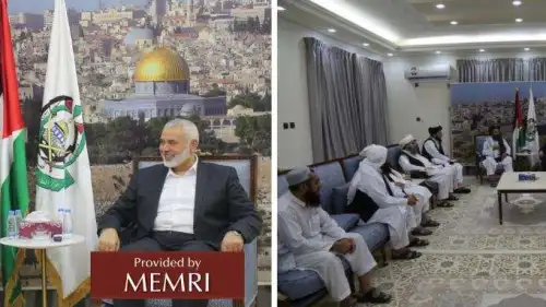 Haniya's meeting with Taliban delegation (Source: Twitter, Ebrahemmuslam, August 15, 2021) via MEMRI.