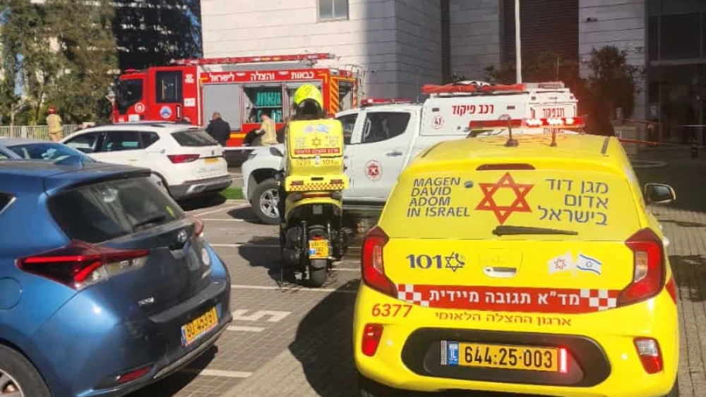Magen David Adom first responders at the site of an apparent drone hit in the central Israeli city of Yavne, Dec. 9, 2024. Credit: Magen David Adom.
