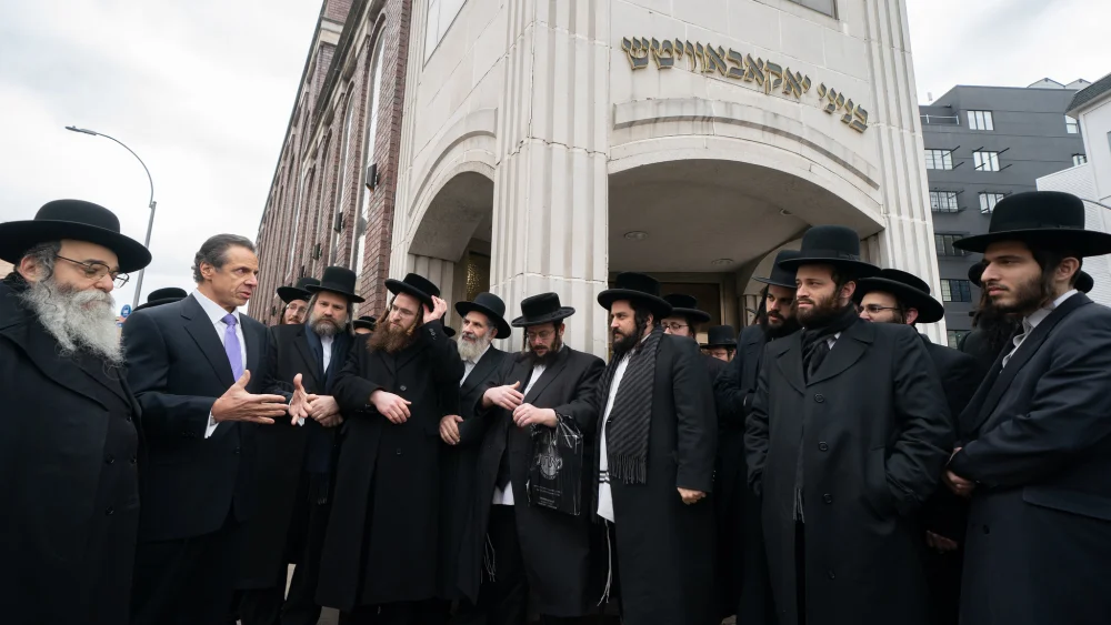 New York Gov. Andrew Cuomo, a Democrat, meets with Jewish leaders in the neighborhood of Williamsburg in Brooklyn, N.Y., amid a spike in anti-Semitic attacks. Source: Twitter.
