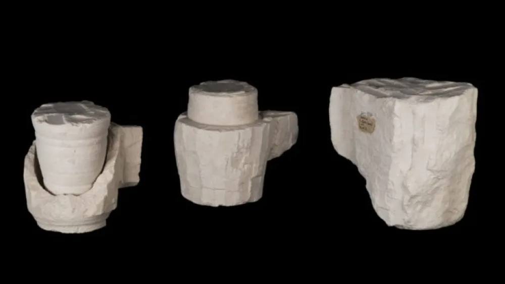 Stone vessels dated to the Second Temple period, on display at the Yigal Allon Center. Photo by Yevgeni Ostrovsky/Israel Antiquities Authority.