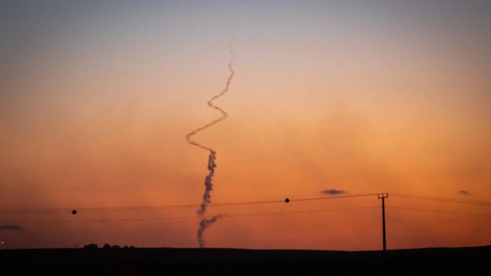 Smoke trails from a rocket launched from the Gaza Strip into Israel, May 19, 2021. Photo by Olivier Fitoussi/Flash90.