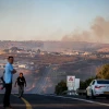 Smoke rises from a fire caused from a rocket fired from Lebanon near Moshav Avivim on the border with Lebanon, in northern Israel, Sept. 1, 2019. Photo by David Cohen/Flash90.