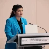 Israel Deputy Foreign Minister Sharren Haskel at a conference in Paris on Monday. Credit: Laurent Pierre, November 10, 2025