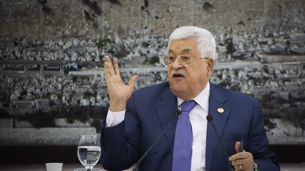 Palestinian Authority chief Mahmoud Abbas speaks during a meeting in Ramallah, July 25, 2019. Credit: Flash90.
