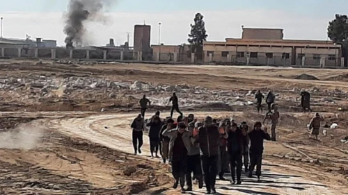 Islamic State fighters who surrendered after clashing with Kurdish-led Syrian Democratic Forces at Ghuwayran prison in northeast Syria in January 2022. Source: Syrian Democratic Forces.