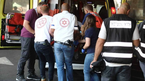 A car-ramming victim is brought to Ichilov Hospital at Sourasky Medical Center in Tel Aviv, July 4, 2023. Photo by Gideon Markowicz/TPS.