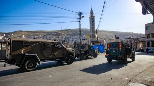 Israeli security forces during a raid on the West Bank city of Nablus, May 4, 2023. Photo by Nasser Ishtayeh/Flash90.