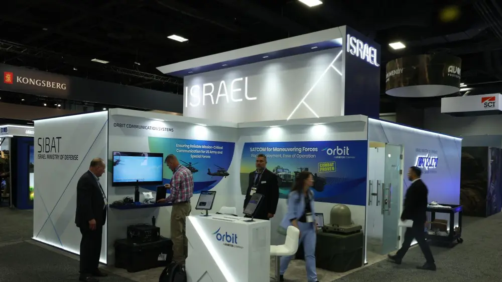 Visitors at the Israel National Pavilion at the AUSA 2026 defense exhibition in Washington, D. C., Oct. 12-14, 2026. Credit: Israel Ministry of Defense.
