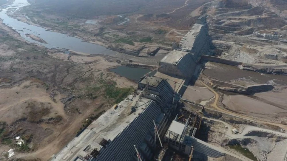The Grand Ethiopian Renaissance Dam nears completion (Wikimapia)