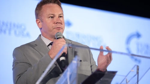 Rep. Warren Davidson (R-Ohio) speaking at the 2019 Teen Student Action Summit hosted by Turning Point USA in Washington, D.C., July 24, 2019. Credit: Gage Skidmore via Wikimedia Commons.