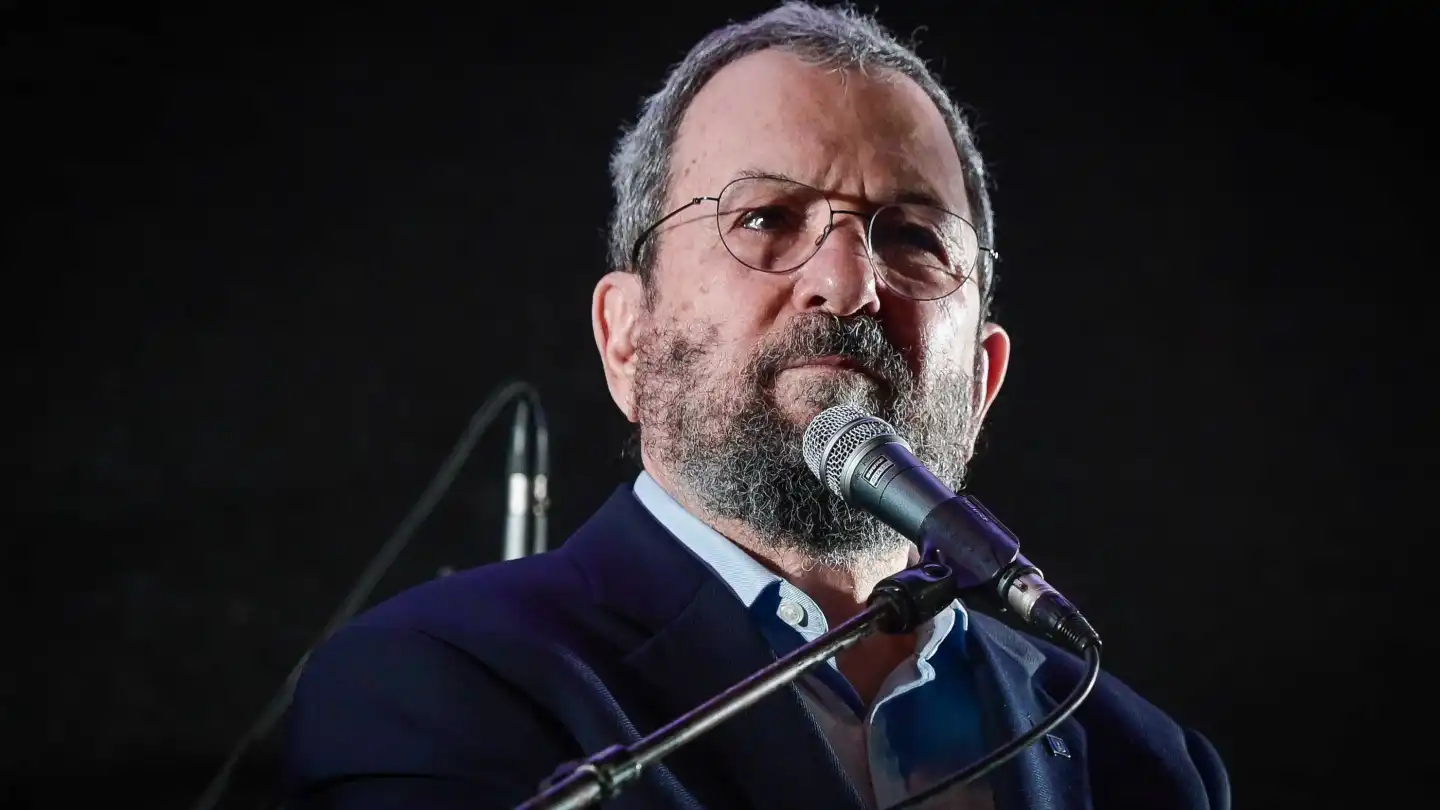 Former Prime Minister Ehud Barak speaks during a protest against judicial reform in Tel Aviv, June 24, 2023. Photo by Avshalom Sassoni/Flash90.