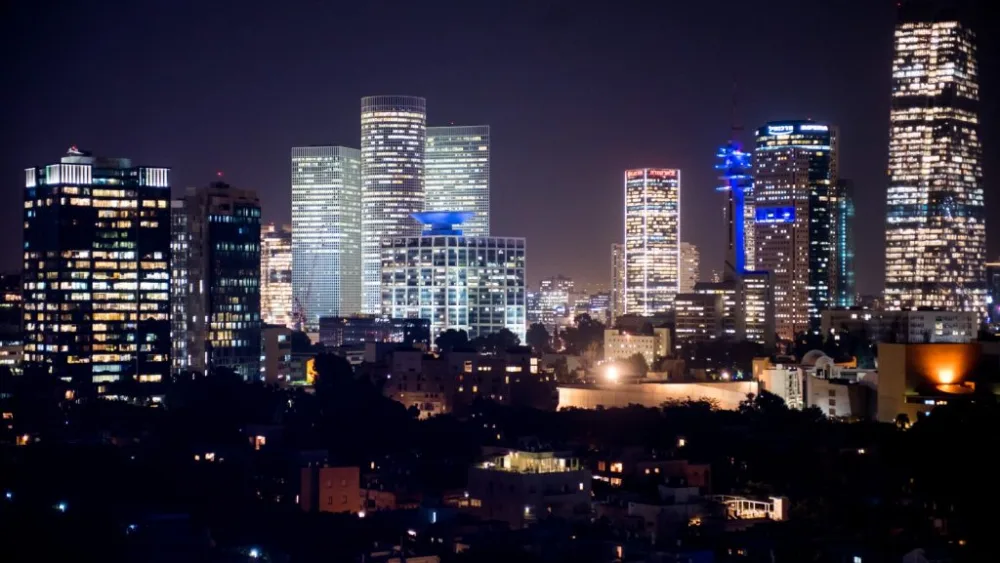 Tel Aviv at night on Nov. 10, 2019. Photo by Kobi Richter/TPS-IL.