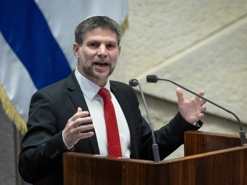Israeli Finance Minister Bezalel Smotrich speaks during a vote on the 2026 state budget at the Knesset in Jerusalem, Jan. 28, 2026. Photo by Oren Ben Hakoon/Flash90.