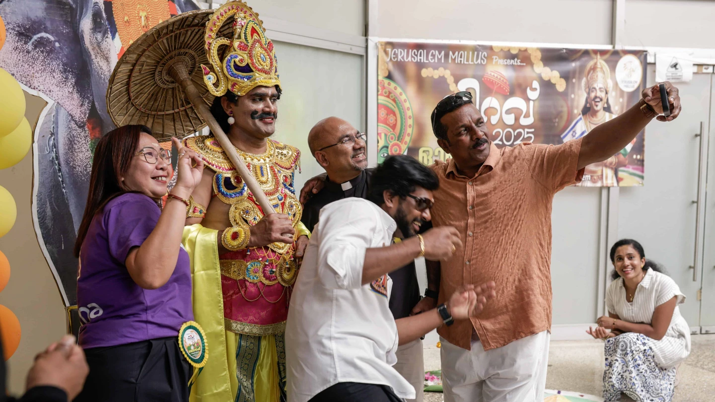 Foreign workers from India enjoy traditional holiday celebrations in Jerusalem, Sept. 8, 2025. Photo by Rachel Alroey/Flash90.
