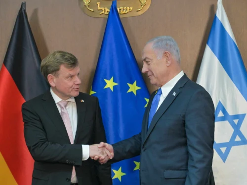Israeli Prime Minister Benjamin Netanyahu meets with German Foreign Minister Johann Wadephul at the Prime Minister’s Office in Jerusalem on May 11, 2025. Photo by Kobi Gideon/GPO.