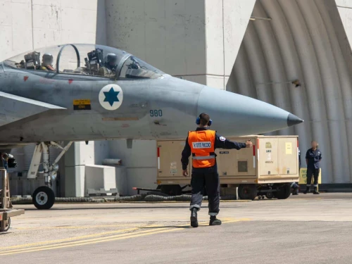 An Israeli Air Force fighter jet prepares for strikes against the Houthi terror regime in Yemen on Sept. 10, 2025. Credit: IDF.