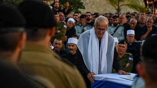 Family and friends of Col. Ehsan Daxa attend his funeral in Daliyat al-Karmel, northern Israel, on Oct. 21, 2024. Photo by Michael Giladi/Flash90.