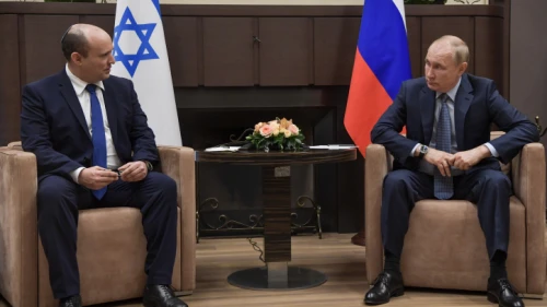 Then-Israeli Prime Minister Naftali Bennett meets with Russian President Vladimir Putin in Moscow on Oct. 22, 2021. Photo by Kobi Gideon/GPO.