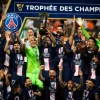 PSG players celebrate with the trophy their win in the French Super Cup match against Nantes at Bloomfield Stadium in Tel Aviv on July 31, 2022. Photo by Oren Ben Hakoon/Flash90.