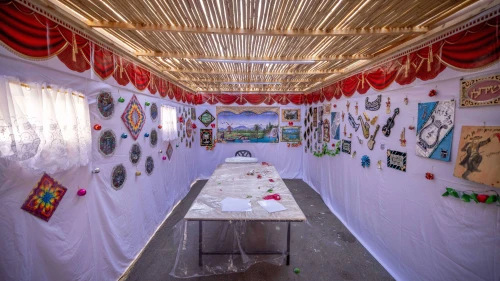 A sukkah ahead of the Jewish holiday of Sukkot in the streets of a haredi neighborhood in Jerusalem, Oct. 13, 2024. Photo by Chaim Goldberg/Flash90.