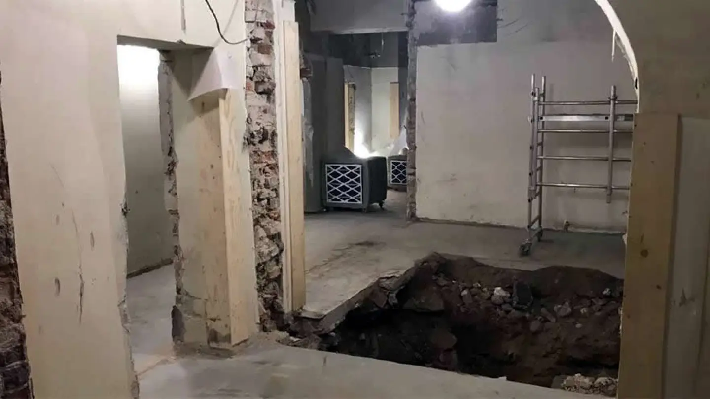 The Chabad center in Helsinki, Finland, was undergoing renovations when an excavation shovel struck what are believed to be wooden beams of a Russian fortress, according to state archaeologists. Credit: Chabad.org/News.