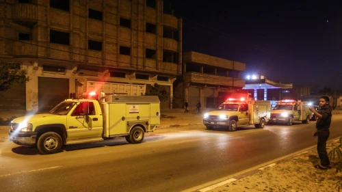 Civil-defense and firefighting vehicles donated to the Gaza Strip by Qatar enter the coastal territory from Israel through the Kerem Shalom crossing on Dec. 17, 2019. Photo by Abed Rahim Khatib/Flash90.