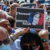 Protesters gather at the French embassy in Tel Aviv to demand justice for Sarah Halimi, who was murdered in 2017 by her Muslim neighbor in Paris, April 25, 2021. Photo by Avshalom Sassoni/Flash90.