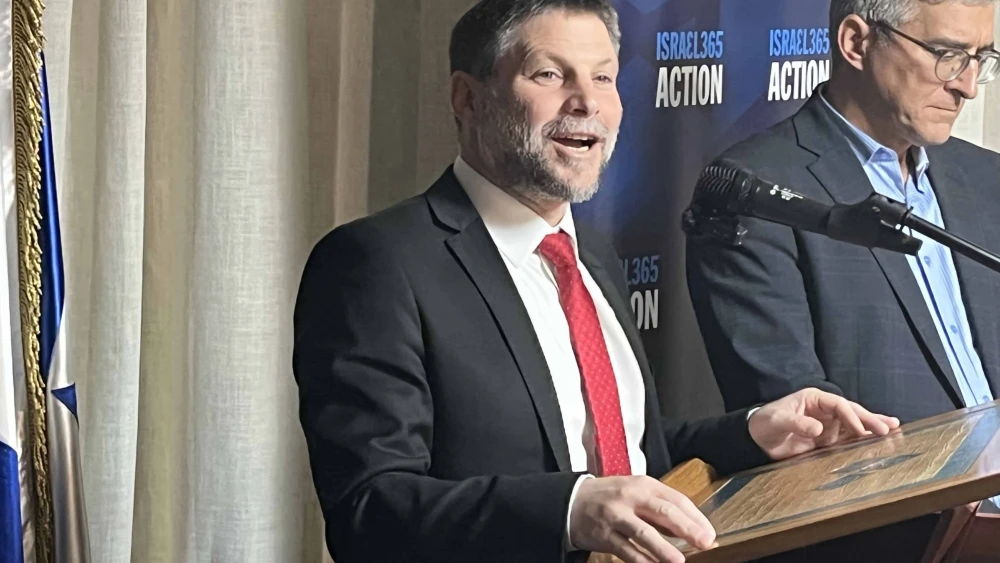 Israeli Finance Minister Bezalel Smotrich addresses Jewish and Christian pro-Israel activists at a Jerusalem reception hosted by the World Zionist Congress "Israel365 Action" slate, Oct. 27, 2025. Photo by Josh Hasten.