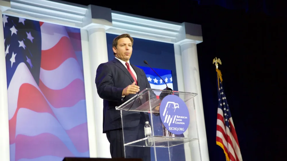 Florida Gov. Ron DeSantis at the Republican Jewish Coalition's conference in Las Vegas. Nov. 6, 2021. Source: RJC/Twitter.