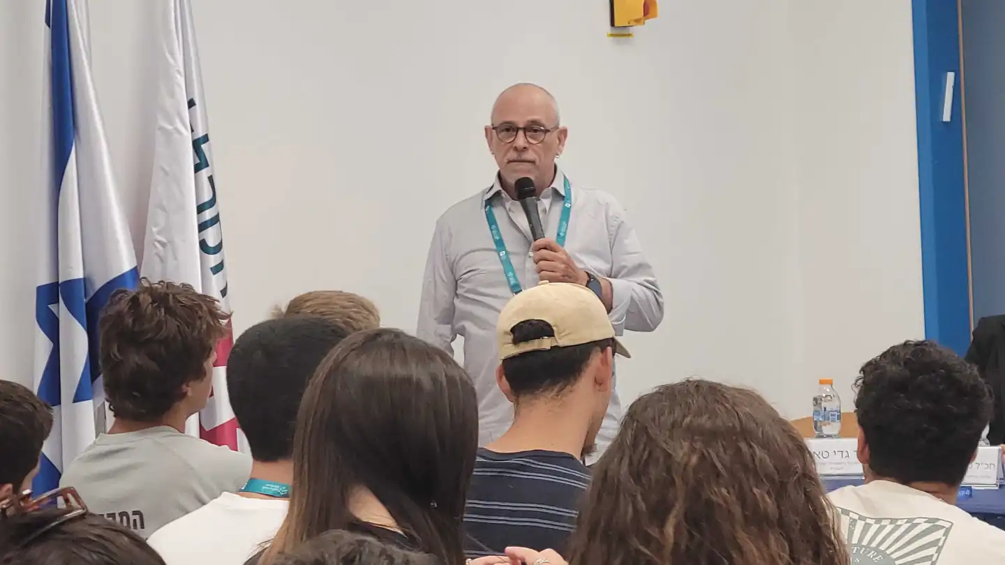 Gadi Taub speaks at a conference in Beersheva, Israel on May 28, 2025. Photo by Canaan Lidor.