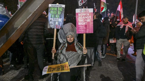 Protester Outside Aston Villa Stadium, England