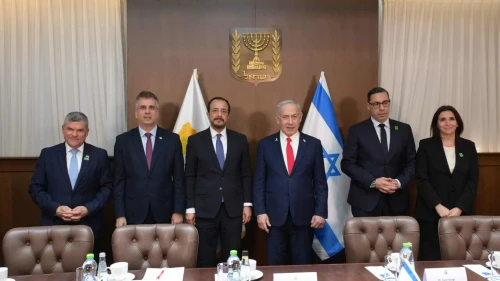 Israel and Cyprus agreed to finalize a deal later this year to construct an electricity cable connecting the two countries, May 4, 2025. Photo by Amos Ben-Gershom/GPO.